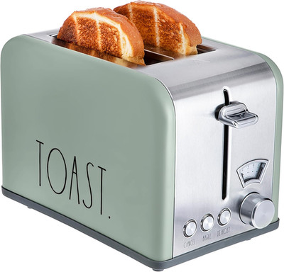 Stainless Steel 2 Slice Toaster Wide Slot 5 Browning Bagel Defrost Cancel Sage