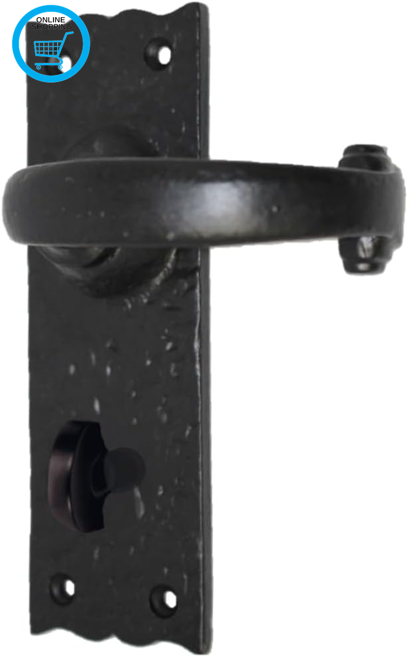 Antique Black Cast Iron Door Handle Latch Lock Bathroom Lever Handles, Victorian