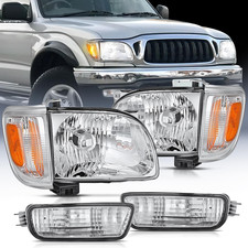 2001-2004 Toyota Tacoma Headlight Assembly Replacement Chrome Housing Driver and