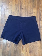 Spanx Navy Chino Shorts Flat Front Solid Size L Women Regular