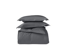 Coyuchi Organic Sateen Duvet Cover Set, Graphite, King, 100 GOTS Certified C...