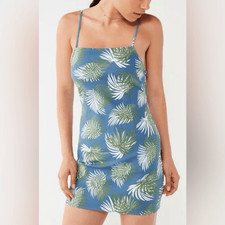 NWOT Urban Outfitters Mini Spaghetti Strap Dress Palm Leaf Design Size Small