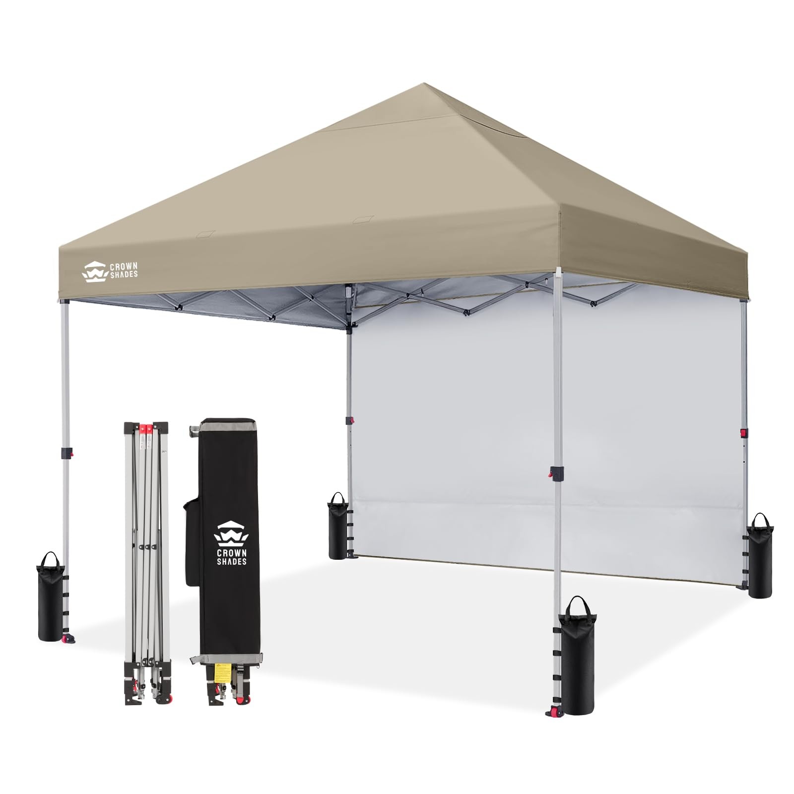 With 1 Side Wall - Beach Tent With One Push Setup (beige)