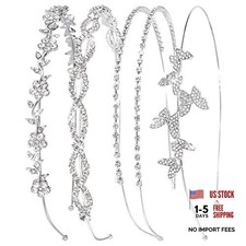 Flower Girl Headband Silver Rhinestones - 4 Pack