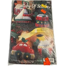 Vintage Bucilla Felt Applique Christmas Toys Ornaments Kit 33517 Set of 4