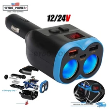 1X 2 Way Car Socket Splitter Dual USB QC3.0 Charger Power Adapter