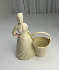 Vtg Brush USA Pottery Southern Belle Lady Girl with Basket Planter