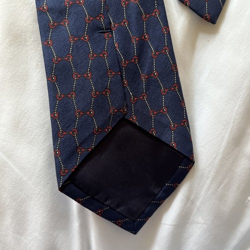 Vintage St Michael Silk Tie – Navy & Red Rope Ditsy – Made in Italy – 1980s - Picture 5 of 7