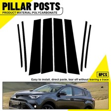 Fit 2013-2018 Toyota Rav4 Glossy Black Door Window Pillar Posts Trims Cover