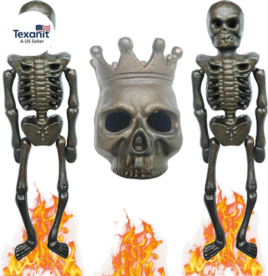 #ad Cast Iron Skull Gas Log for Fire PitsFireplace Halloween Skeleton Decoration $19.86