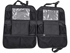 large automotive trunk/vehicle organizer made of black fabric and mesh.