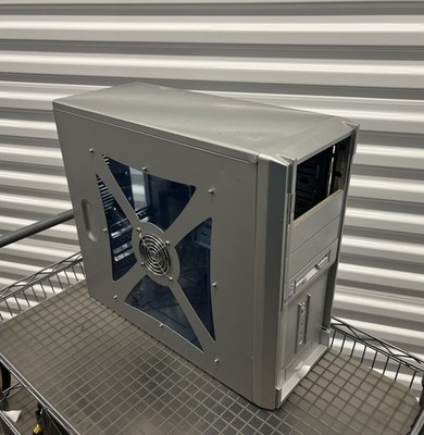 Silver ATX Retro Gaming Computer Case Front Panel Lights Clear side panel