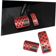 Car Pedal Covers, Accelerator Gas and Brake Pedal Covers, Premium Aluminum Red