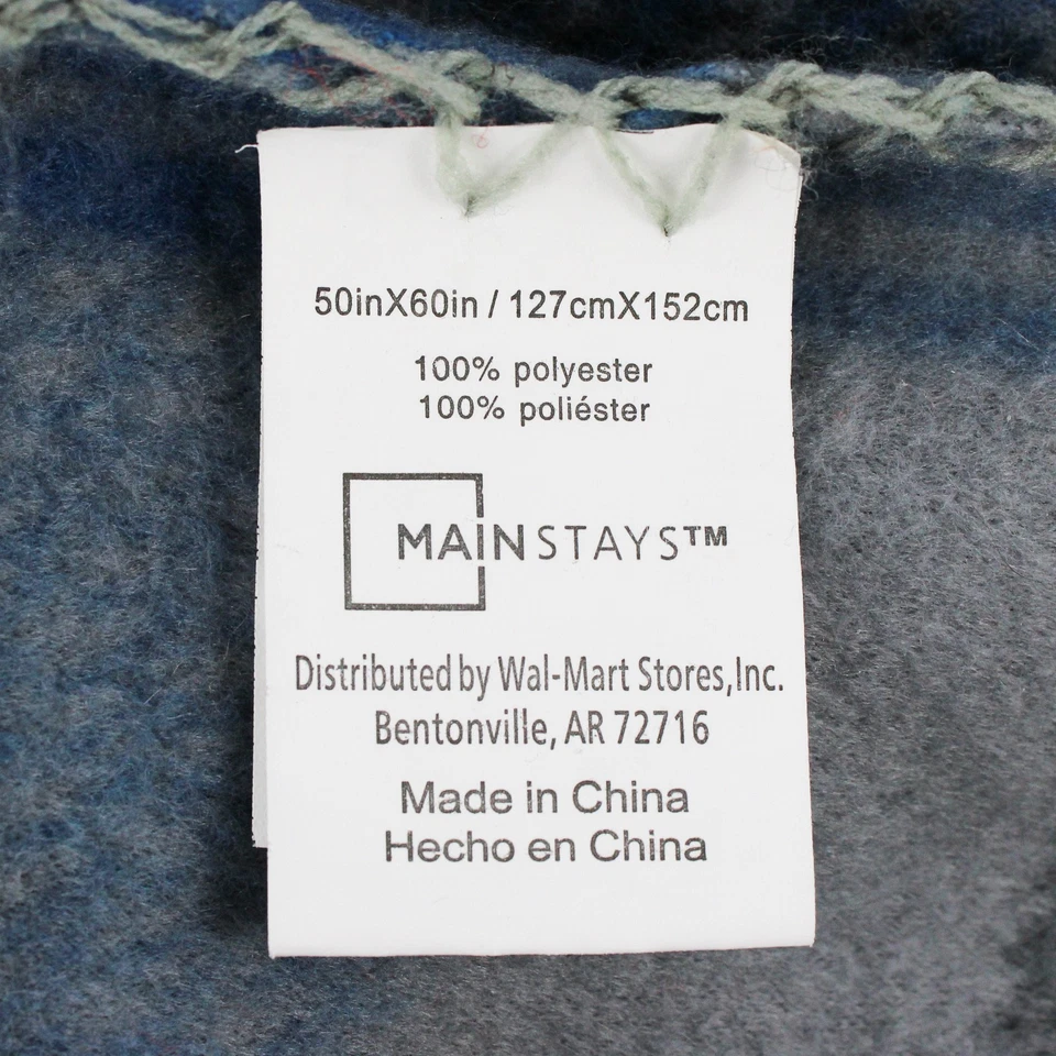 Manta polar a cuadros azul Walmart Mainstays 50" x 60" 100 % poliéster Foto 4 de 4