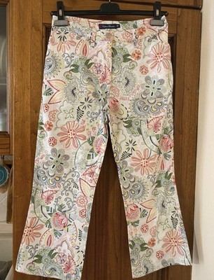 Damen Hose CONTE OF FLORENCE Gr. 42 Blumen Paisley Mehrfarbig Pfote Baumwolle