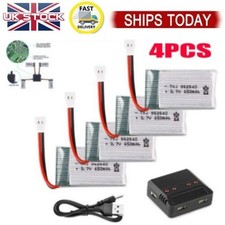 4PCS 1S 3.7V 650mAh Lipo Battery Rechargeable with USB Charger for RC Drone Car