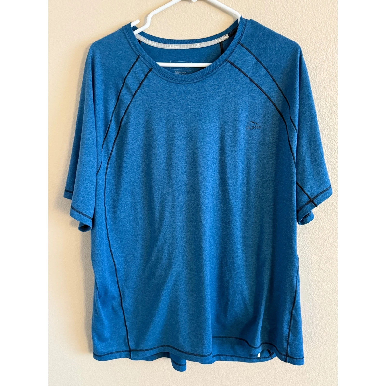 LL Bean Mens SunSmart Tee Heathered Blue XXL Short Sleeve Active Shirt 509671