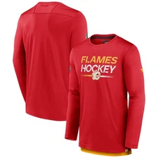 Men's Fanatics Red Calgary Flames Authentic Pro Tech Long Sleeve T-Shirt