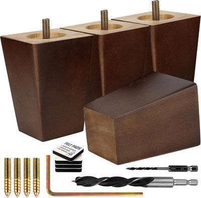 Premium Walnut Square Furniture Legs (Full Install Kit) - Pick Your Size and Col