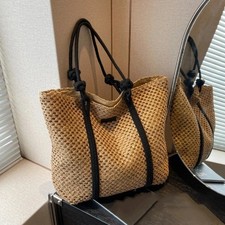 LadiesStraw Woven Handbag Holiday Beach Bag Casual Shopper Tote Top-Handle Bags