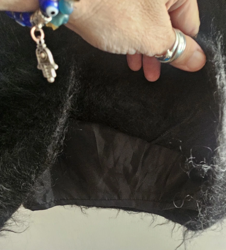 Falda de lana mohair negra vintage años 80 inscripción por RYKIEL TALLA 2 1989 WOW Foto 3 de 4