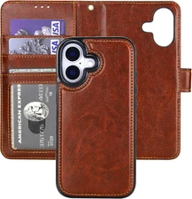 Detachable Wallet Case for Iphone 17 RFID Blocking Card Slots Holder Premium PU 