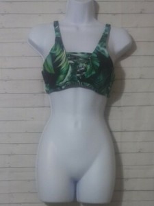 Women's Unbranded Green Leaves Padded Bikini Top, Size M