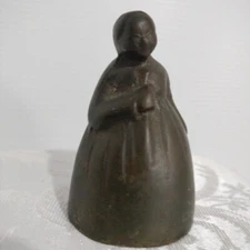Vtg.Brass Bell Farm House Lady Primative Original Clapper 3"1/4
