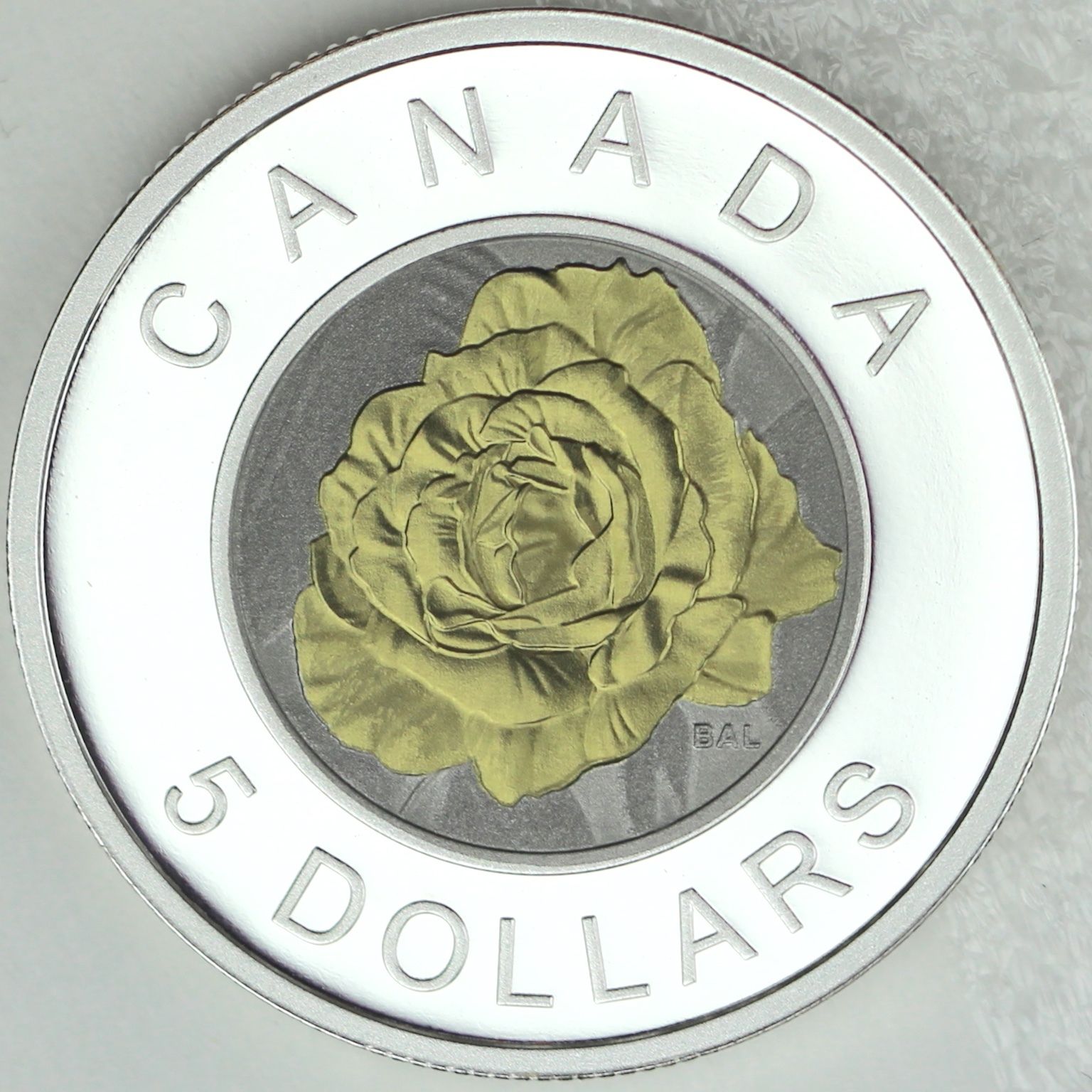 2014 $5 Rose - Flowers of Canada Series Bi-Metallic Silver Niobium ...
