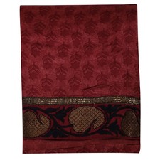 Vintage Red Floral Sarees 100 Pure Silk Printed Embroidered Sari 5YD Fabric