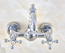 Polished Chrome Brass Kitchen Bathroom Sink Swivel Faucet - Wall Mounted snf577
