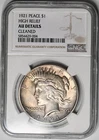 1921 Peace Dollar High Relief $1 NGC AU Details Cleaned