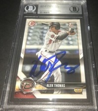 Alek Thomas Diamondbacks SIGNED 2018 BOWMAN BASE DRAFT BECKETT CERTIFIED i