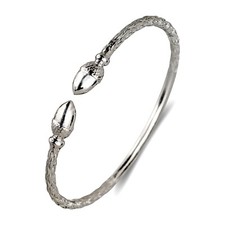 Better Jewelry Solid .925 Silver West Indian Bangles w Acorn Ends, 1 piece