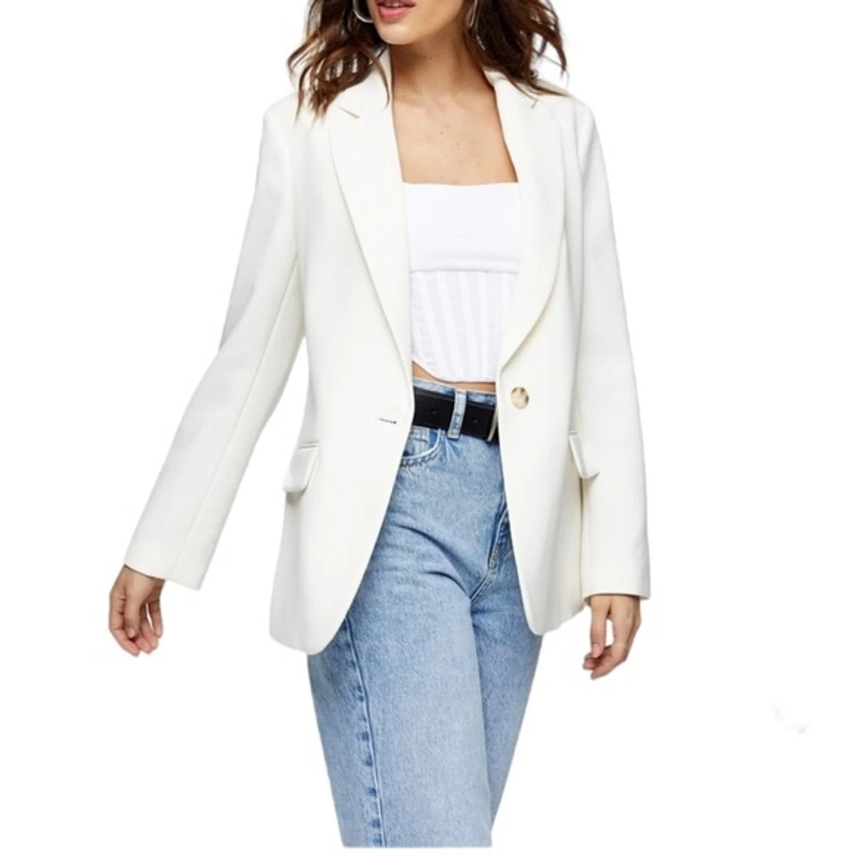 Topshop white best sale blazer