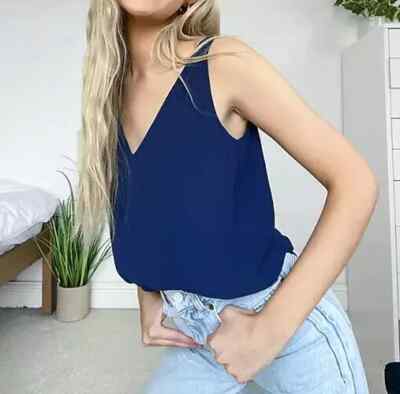 EX OASIS DAMEN TRÄGERTOP V-AUSSCHNITT MARINEBLAU NEU (ref 141) SALE