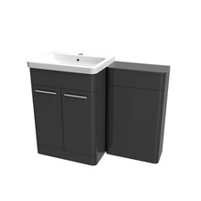 Dark Grey 1100mm Freestanding Cabinet Ceramic Basin & WC Unit