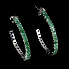 925 Sterling Silver Earrings Round Emerald 3mm Natural Gemstone jewelry