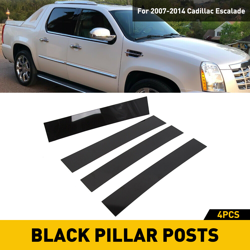Gloss Black Pillar Post Trim Kit for 07-14 Cadillac Escalade 4pc Set