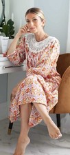 Anthropologie XS Multicolor 100% Cotton Gauze Flowy Lounge Dress Boho Kaftan