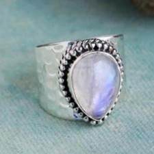 Natural Moonstone Gemstone 925 Sterling Silver Handmade Ring Gift For Him D-287