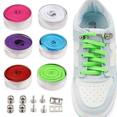 Adults Kids Flat No Tie Shoe Laces Lock Elastic Shoelaces Lazy
