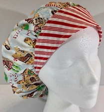 Christmas Gingerbread Village Scrub Cap Medical Bouffant Medium Surgery Chef Hat