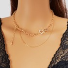 Designer Style Rhinestone Decor Gold Layered Chain Star Charm Clavicle Necklace