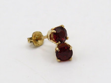 LADIES 14k YELLOW GOLD STUD EARRINGS w 2 ROUND NATURAL GARNETS TOTALING 1.20cts