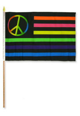 12x18 12"x18" Wholesale Lot of 3 Neon Rainbow Peace USA Stick Flag wood ...