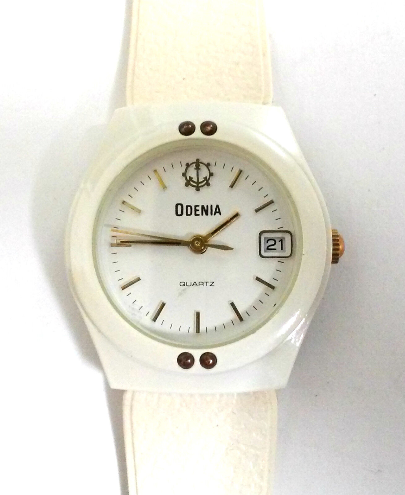 Reloj pulsera dama ODENIA QUARTZ Original fecha blanco Nuevo