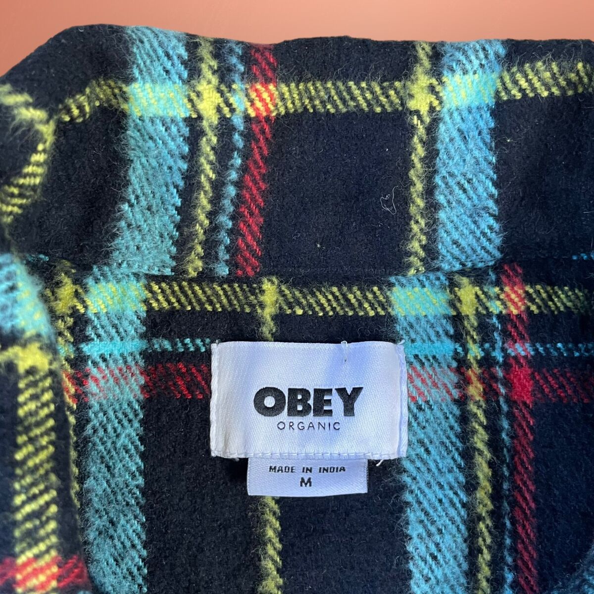 Obey Flannel Jacket Mens Medium Shacket Organic Cotton Obey Flannel Jacket Mens Medium Shacket Organic Cotton