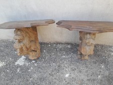 COPPIA MENSOLE INTAGLIATE CON DRAGHI E PIANI SAGOMATI - PRIMI '900 ORIENTALI