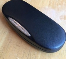adrienne vittadini EYE GLASS CASE - REAL BLACK LEATHER - HARD CASE 6" X 1.75"